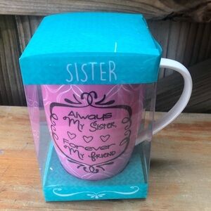 New Pink & White Oversized 17oz Coffee Mug Always My Sister Forever My Friend